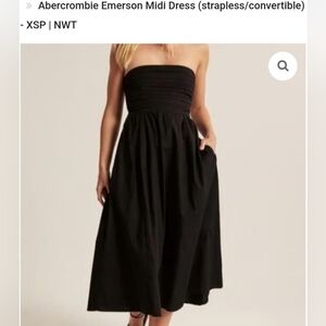 Abercrombie & Fitch Emerson Midi Elegant Black Strapless Dress Size:XLP